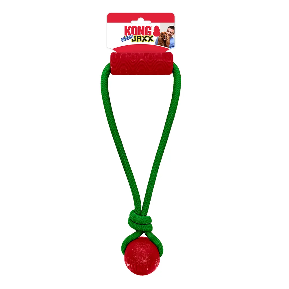 KONG Holiday Jaxx Brights Tug Ball Mix M - hundelegetøj 30,5 x 13 x 6,5 cm